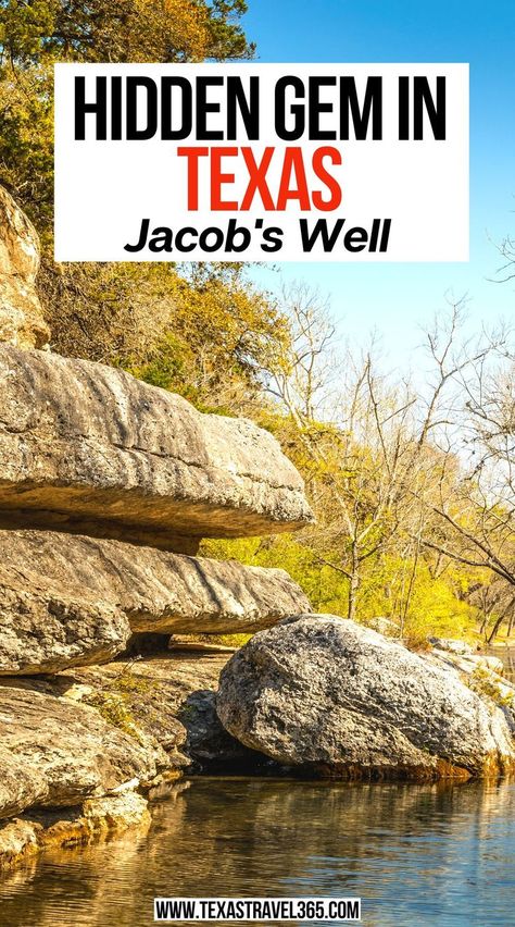 Hidden Gem in Texas - Jacob's Well Jacobs Well Texas, Texas Itinerary, Wimberly Texas, Texas Travel Weekend Getaways, Texas Vacation Spots, Texas Getaways, Jacobs Well, Texas Travel Guide, Texas Adventure