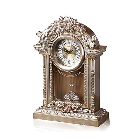 HAOFAY clock - European Retro Mantel/Resin Quartz Clock Pendulum Movement Living Room Desk & Shelf Clock Decoration Review Living Room Desk, Clock Pendulum, Shelf Clock, Desk Shelf, Mantel Clocks, Room Desk, Antique Clock, Quartz Clock, Mantel Clock