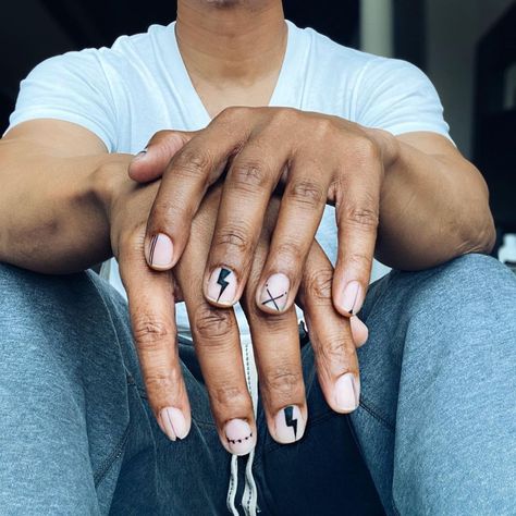 Boys Nail Art, Guys Nail Designs, Nails Hombres, Masculine Nail Art, Nail Art For Men, Male Polish, Men Manicure, Boy Nails, Men Nail