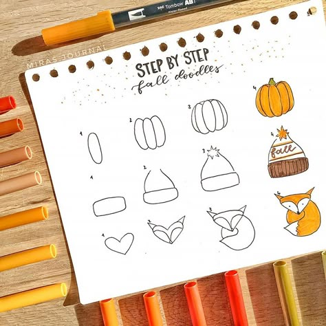 Doodle Bullet Journal, Fall Doodles, Autumn Doodles, Doodle Art For Beginners, Easy Disney Drawings, Fall Drawings, Doodle Pages, Doodle Art Journals, Easy Doodle Art