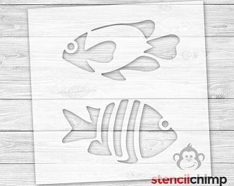 Summer Stencils, Ocean Stencil, Beach Themed Nursery, Beach Stencils, Nautical Stencils, Fish Stencil, Mural Stencil, Stencils For Wood Signs, Mermaid Crafts