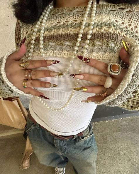 #ahs #sade Sade Aesthetic, Indie Jewelry, Florida Girl, Simple Fits, Gem Nails, Press Ons, Dope Outfits, Gold Nails, High Fashion Street Style