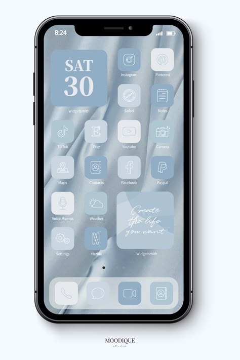 I Phone Theme, Blue Ios, App Icons Aesthetic, Iphone Widgets, Home Screen Design, Studio App, Phone Wallpaper Boho, Ios App Iphone, Custom Ipad