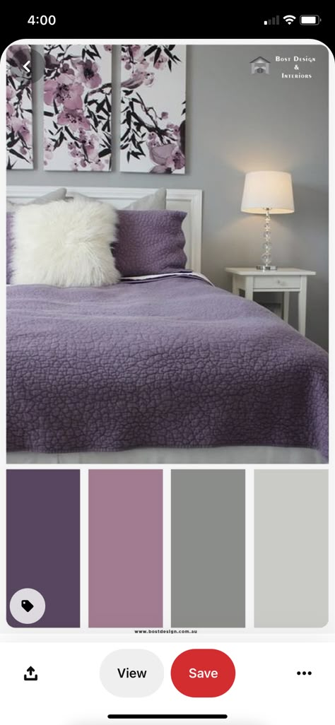 Grey And Purple Color Scheme, Purple And Gray Palette, Purple Velvet Bedroom Ideas, Purple Gray Color Scheme, Gray Combination Color Bedroom, Bedroom Colour Schemes Purple, Purple And Gray Color Scheme, Purple Gray Black Color Palette, Lilac Bedroom Color Schemes