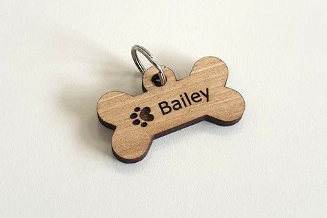 Laser Engraved Dog Tags, Cute Dog Tags, Wood Craft Patterns, Bone Dog, Engraved Dog Tags, Laser Cut Wood Crafts, Laser Engraved Ideas, Wood Projects That Sell, Wood Burning Patterns