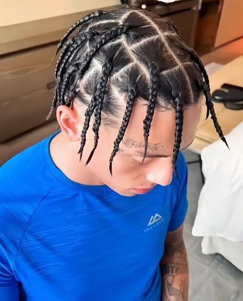 central cee Central Cee Hairstyle, Central Cee With Braids, White Guy Braids Men Hairstyles, White Boy With Braids, Latino Braids, Central Cee Long Hair, Central Cee Braids, White Men Braids, Central Cee Haircut