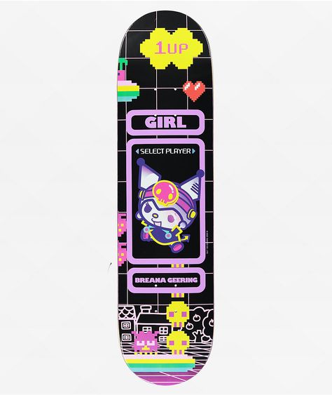 Sanrio Skateboard Deck, Kawaii Arcade, Breana Geering, Moodboard Example, Skateboard Painting, Skating Tips, Skate Brands, Skate 3, Skate Boards