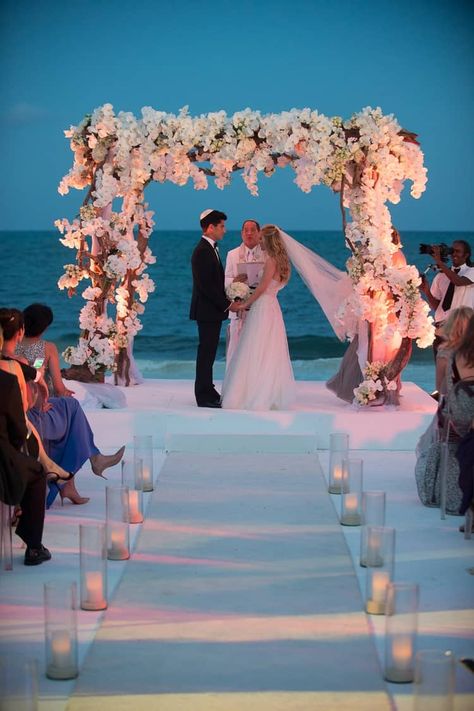 The Beach At Night, Beach Wedding Arch, Sunset Beach Weddings, Dream Beach Wedding, Beach At Night, Destination Wedding Mexico, Beach Wedding Inspiration, Wedding Beach Ceremony, Beach Ceremony