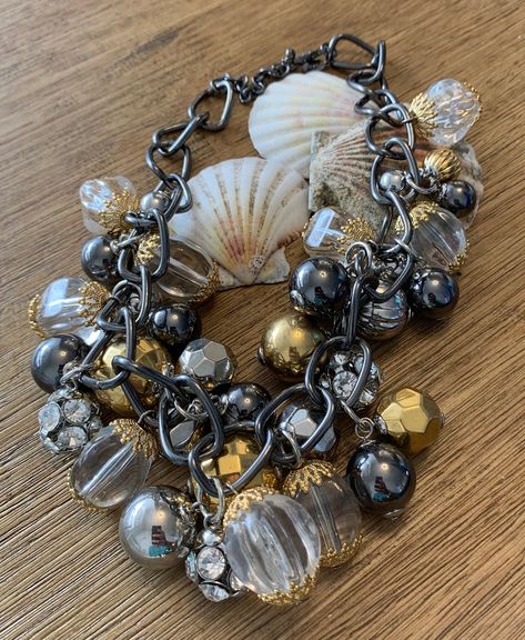 Excited to share the latest addition to my #etsy shop: Joan Rivers Waterfall Necklace Beads Lucite w/ Gold Tone Jewels Gunmetal Necklace w/ Gunmetal Faux Pearls Crystal Beads Statement For Her #elegantsimplejewelry Gunmetal Necklace, Waterfall Necklace, Joan Rivers Jewelry, Vintage Jewlery, Necklace Beads, Delray Beach, Joan Rivers, Special Jewelry, Bracelet Crafts