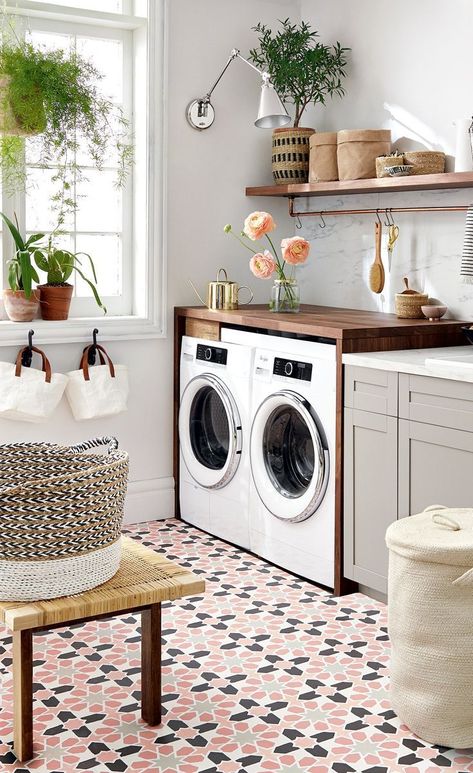 This airy Moorish-inspired laundry room was designed on both a polyester and a silk budget. Can you tell the difference? | Image: Michael Nangreaves | Producer: Andrea McCrindle #StyleatHome #HighOrLow #LaundryRoom #interiordesign