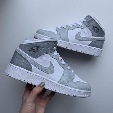 f4a4da9aa7eadfd23c7bdb7cf57b3112desc51546444ri Jordan 1 Light Grey, White Air Jordan 1, Air Jordan 1 Blue, Custom Air Jordan 1, Jordan 1 Mids, Jordan 1 Blue, Grey Jordans, Shoe Stretcher, All Nike Shoes