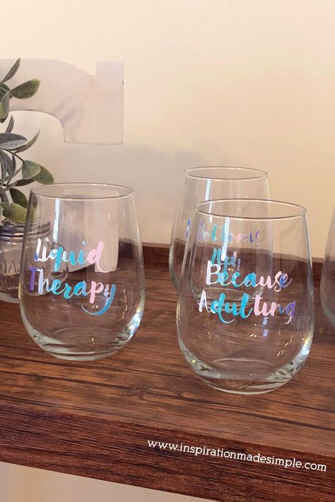 DIY Sassy Wine Glasses with the Cricut Maker and Holographic Vinyl Cricut Wine Glasses, Night In With Friends, Glasses Inspiration, Make Your Own Wine, Diy Wine Glasses, Glass Art Design, Girls Night In, Wine Glass Art, Olivia Pope