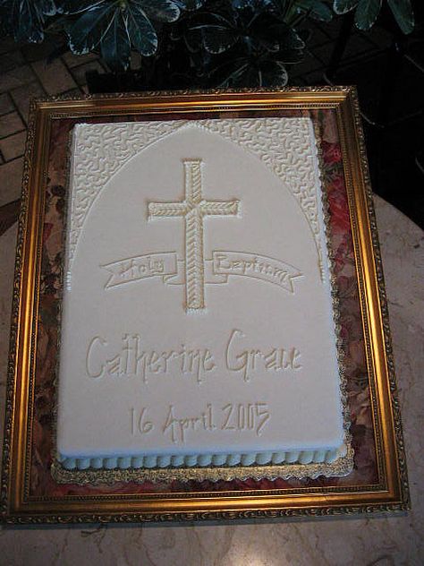 Baptism sheet cake by AmyWilliams, via Flickr # Pin++ for Pinterest # Baptism Sheet Cake, Baptismal Cakes, Baby Dedication Cake, Dedication Cake, Half Sheet Cake, Cake Pop Displays, Religious Cakes, First Communion Cakes, Confirmation Cakes