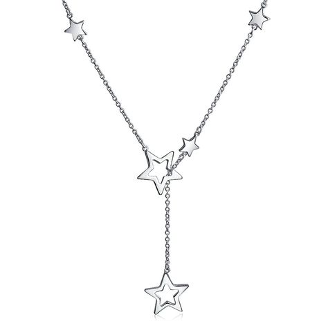 Patriotic Sterling Silver Open Star Dangle Lariat Necklace 18.5in Red Carpet Style, Minimalist Accessories, Silver Necklace Statement, Y Necklace, Celestial Jewelry, Star Jewelry, Lariat Necklace, Dream Jewelry, Rock Star