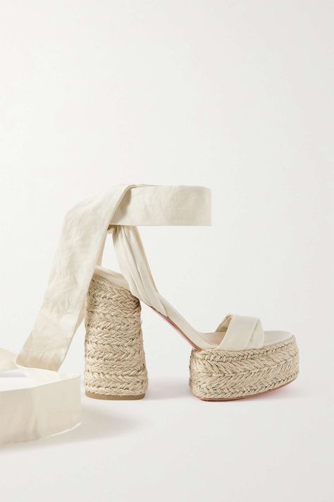 Beachy Heels, Beach Heels, Red Pedicure, Sandals Design, Holiday Shoes, Summer Heels, Espadrilles Platform, Christian Louboutin Women, Shoe Inspo