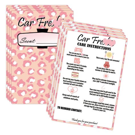 PRICES MAY VARY. Size: Our Car Freshiess Insert Cards sizes are 4 "x6", use these Freshie Scent cards in your business. Each pack of 50 pcs of Care Instruction Card is suitable for inspection of abundant fresh manufacturers and small businesses, and is an adequate quantity for automotive fresh problem warning labels. Each Freshies Warning Card has a bold "Car Fresh" header on the front, allowing you to fill in the blanks and write down your fresh scent. The back has a comprehensive set of car fr Car Freshie Care Instructions, Freshie Business, Fresh Care, Craft Label, Car Freshies, Thank You Customers, School Supply Labels, Warning Labels, Label Stickers