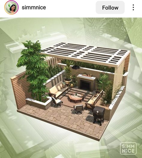 Small Garden Bloxburg, Bloxburg Garden Layout, Sims 4 Terrace Ideas, Sims4 Garden Ideas, The Sims 4 Interior Ideas, Sims 4 Porch Ideas, Sims 4 Gym Room, Sims 4 Inspiration Rooms, Sims 4 Gym Ideas