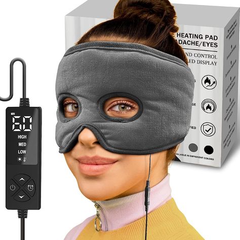 sticro Sinus Relief Mask Moist Heat with 3 Temp Settings, Ex-Large Headache Mask Electric Face Heating Pad for Sinus Pressure Relief, Migraine, Tension... #migraine #headache #relief #painrelief #sinus Sinus Headache Remedies, Sinus Pressure Relief, Tension Migraine, Tension Headache Relief, Congestion Remedies, Migraine Headache, Sinus Relief, Sinus Headache, Sinus Pressure