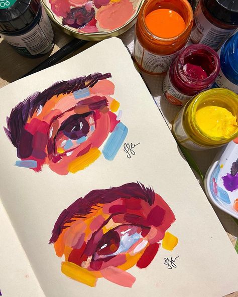 Ap Studio Art Sketchbook, Paint With Me Aesthetic, Gouache Pop Art, Trippy Gouache Painting, Watercolor Colored Pencil Art, How To Paint Gouache, Gouache Tips And Tricks, Painting Guash, Guache Art Gouache Painting Aesthetic