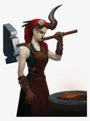 Tiefling Blacksmith, Blacksmith Hammer, Viking Character, Character Portrait, Heroic Fantasy, Fantasy Stuff, Rpg Characters, Fantasy Island, Dungeons And Dragons Homebrew