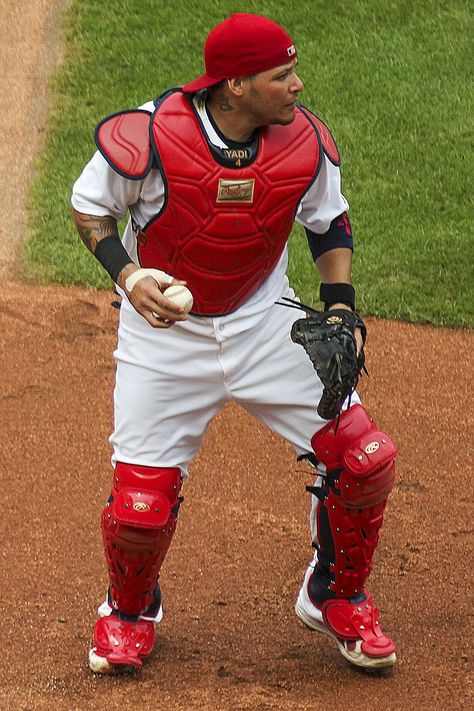 Catchers Gear, Stl Cardinals Baseball, Baseball Catchers, Saint Louis Cardinals, Backyard Baseball, Cardinals Players, Albert Pujols, Baseball Catcher, Busch Stadium