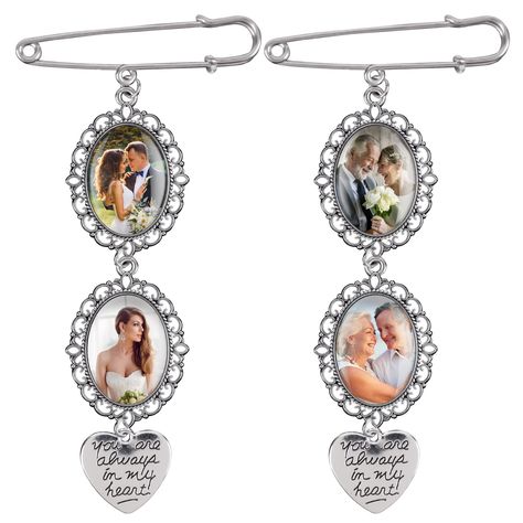 PRICES MAY VARY. Package contains: 2 pieces of wedding bouquet photo charm with 4 pieces of oval glass cabochons and 1 piece beautiful gift box Good quality: bouquet photo charm mainly made of quality metal, it is not easy to fade or rust , which can be used for a long time. Widely applied: bouquet photo charm pin are suitable for different occasions, including wedding, anniversary, birthday, graduation pendant and more.We can paste our favorite photos at will as decoration Nice gift: wedding bo Bouquet Photo Charm, Wedding Bouquet Photo Charm, Wedding Bouquet Charms, Wedding Memory, Bouquet Photo, Wedding Gifts For Friends, Wedding Boutonniere, Bouquet Charms, Boutonniere Wedding