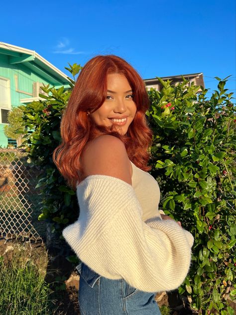 Ginger Hair Color Tan Skin, Tan Skin With Ginger Hair, Copper Hair On Morena Skin, Indian Ginger Hair, L’oréal Copper Hair, Copper Hair Neutral Skin, Ginger Hair For Olive Skin, Ginger Hair On Medium Skin, Red Hair Color Tan Skin