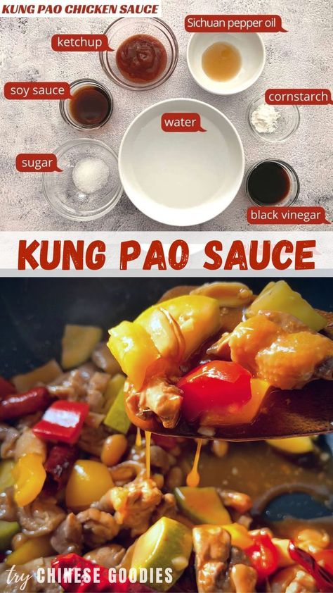 You should keep this Kung Pao Sauce, it's suitable for cooking chicken dishes or any meat dishes, frying noodles or as a dipping sauce. It can be quickly and magically transformed into delicious dishes. Kung Pao Sauce Recipe, Easy Kung Pao Chicken Recipe, Panda Express Kung Pao Chicken, Kung Pao Chicken Recipe Easy, Kung Pao Sauce, Easy Sauces, Easy Sauce Recipe, Kung Pao Chicken Recipe, Sauces Recipes