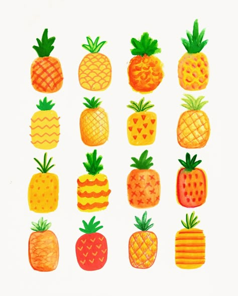 I’ve been working mostly on procreate lately and my forgotten art supplies were staring me down - so I broke out all my yellow, green, and orange ish pencils, markers, and paint to make some pineapple doodles for #doodleadayjune 🍍challenge hosted by @ellolovey 💛 . . #pineappleart #pineapples #fruitlover #illustration #doodleaday #doodlelove #fruitart #summerart #fruitillustration #artchallenge #mixedmedia #colorfulart Pineapple Doodle, Pineapple Painting Ideas, Oil Pastel Pineapple, Easy Pineapple Painting, Painted Pineapple, Paint Orange Fruit, Pineapple Drawing, Pineapple Illustration, Pineapple Painting