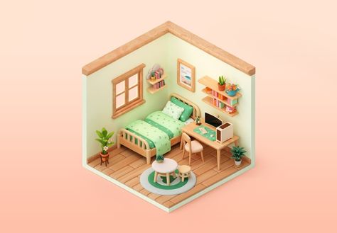 Free PSD | Isometric bedroom illustration Bedroom Cute, Bedroom Illustration, 3d Isometric, Dream Night, Free Psd Files, Dream Bedroom, 3d Illustration, Free Psd, Graphic Resources