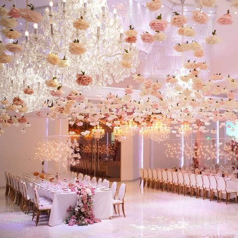 Floating Flowers Ceiling, Floating Roses From Ceiling, Moody Colour Palette, Garden Ceiling, Floral Ceiling, Flower Ceiling, Ceiling Treatments, Wedding Event Design, Floating Flowers