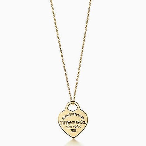 Return to Tiffany™ heart tag pendant in 18k gold, small. Tiffany And Co Gold Necklace, Tiffany Necklace Gold, Gold Tiffany Necklace, Tiffany Gold Necklace, Tiffany Gold, Gold Tiffany, Drop Necklaces, Diamond Drop Necklace, Return To Tiffany