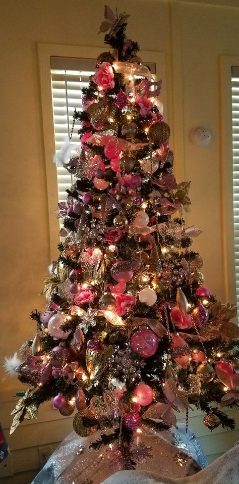 Pink and gold with butterflies and Angel wings Butterfly Christmas, Christmas Decoration Ideas, Wonderful Time Of The Year, Xmas Tree, Angel Wings, Wonderful Time, Time Of The Year, Christmas Decoration, My Daughter