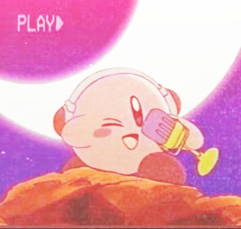 Playlist Covers Singing, Kirby Spotify Icon, Kirby Singing, Kirby Headphones, Kirby Listening To Music, Kirby With Headphones, Kirby Dance Gif, Kirby Wearing Headphones, Kirby Playing Video Games