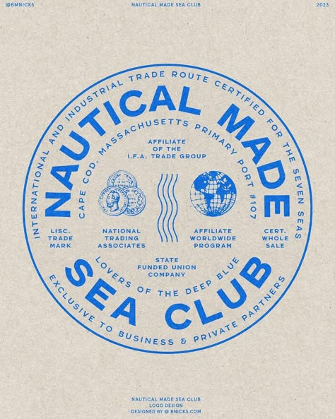 Nautical Made Sea Club logo designs. Typeface: BN Hamburg Hand. Happy Friday! #graphicdesigner #logodesigns #logodesigner #nautical #sea… | Instagram Yacht Club Logo Design, Beach Brand Aesthetic, Swimming Pool Logo Design, Sea Design Graphic, Nautical Design Graphic, Beachy Logo Design, Coastal Logo Design, Nautical Branding, Nautical Typography