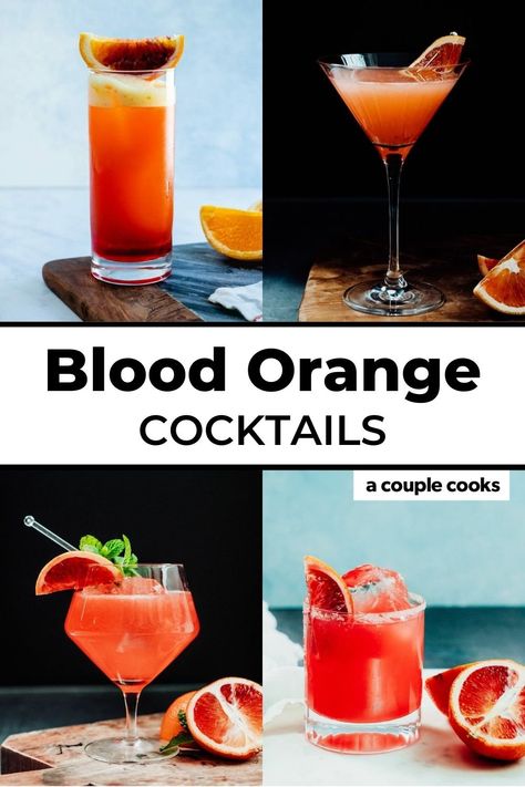 Got blood oranges? Try these brilliant blood orange cocktail recipes that pair this vibrant fruit with gin, vodka, tequila, and more. #bloodorange #bloodorangecocktail #bloodorangedrink Orange Cocktail Recipes, Blood Orange Drink, Blood Orange Martini, Blood Orange Vodka, Blood Orange Recipes, Orange Juice Cocktails, Blood Orange Cocktail, Ginger Beer Cocktail, Orange Punch