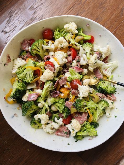 Chopped Italian Broccoli Salad - Natalie Mason Marinated Broccoli Salad, Italian Broccoli Salad, No Pasta Pasta Salad, Cold Pesto Pasta Salad, Cauliflower Pasta Recipes, Favorite Pasta Salad, Italian Dressing Pasta Salad, Meal Salads, Italian Broccoli