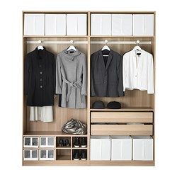 Shallow Wardrobe, Ikea Closet System, Wardrobe Ikea, Wardrobe Inside, Alcove Wardrobe, Closet Transformation, Bedroom Built In Wardrobe, Custom Closet Design, Ikea Closet