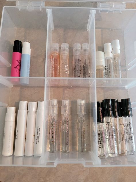 Perfume Sample Storage, Scentbird Organization, Perfume Sample Organization, Daisy Perfume, Perfume Storage, Perfume Testers, Perfume Sample, Melrose Place, Simple Skincare Routine