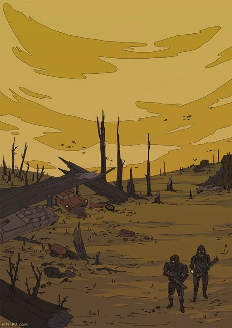 Buy My Stuff, Apocalypse Landscape, Fallout Fan Art, Hotline Miami, Let It Die, Apocalypse Aesthetic, Apocalypse Art, Fallout Art, Fallout New Vegas