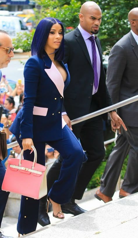 #celebfashion #Brøgger's Gurli #pantsuit Pantsuit Black Women, Glamorous Luxury Fitted Pantsuit, Official Outfits For Ladies, Luxury Structured Boning Pantsuit For Work, Graduation Pantsuit, Cardi B Suit Outfit, Luxury Purple Women's Suit, Women Pants Suits, Stylish Business Outfits