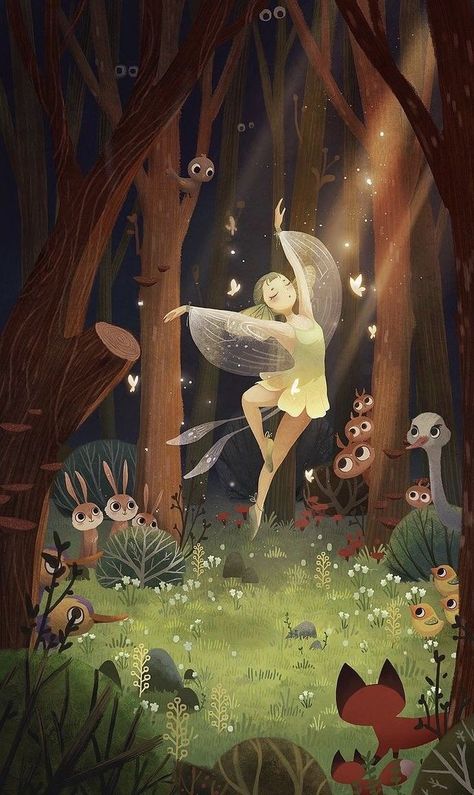 Fantasy Illustration Art, الفن الرقمي, Fairies Dancing, Art Mignon, 강아지 그림, Animal Illustrations, Illustration Art Girl, Art Fantasy, Fairytale Art