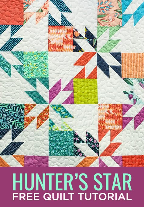 Hunter Star Quilt, Missouri Star Quilt Pattern, Missouri Quilt Tutorials, Hunters Star Quilt, Missouri Star Quilt Company Tutorials, Missouri Star Quilt Tutorials, Quilt Stars, Hst Quilts, Missouri Quilt