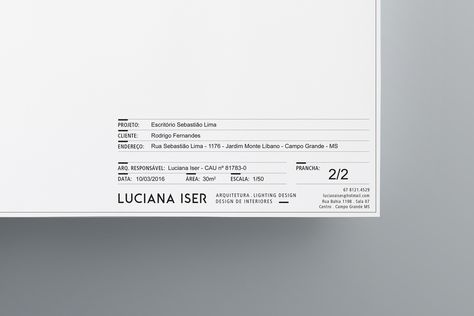 Luciana Iser Arquitetura on Behance Autocad Layout, Herb Blends, Title Block, Presentation Design Layout, Proposal Design, Project Presentation, Corporate Identity Design, Presentation Layout, Architecture Graphics