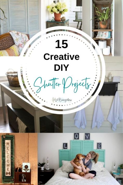 Diy Shutter Projects, Diy Wood Shutters, Old Window Shutters, Shutter Projects, Shutter Wall Decor, Door Diy Projects, Shutter Wall, Shiplap Wall Diy, Diy Shutters