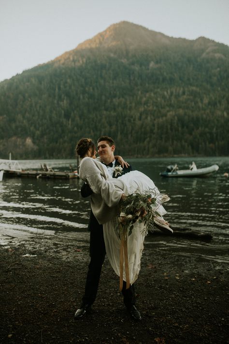 Hike Photography, Intimate Elopement Ideas, Lake Crescent, Fun Wedding Pictures, Olympic National Park Washington, Crescent Lake, Intimate Wedding Reception, Intimate Wedding Venues, Breathtaking Photography