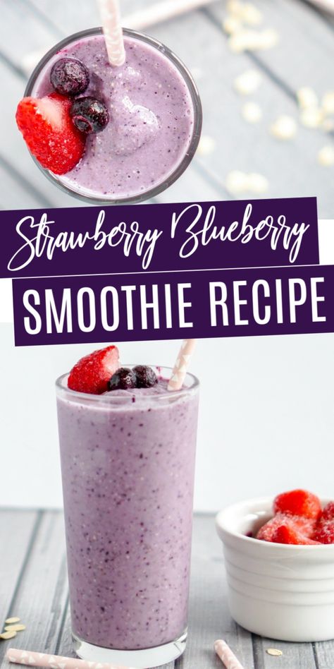 Strawberry Blueberry Smoothie, بذور الشيا, Easy Breakfast Smoothies, Blueberry Smoothie Recipe, Smoothies Vegan, Smoothie Fruit, Smoothie Recipes Strawberry, Fruit Smoothie Recipes Healthy, Juice Smoothies Recipes