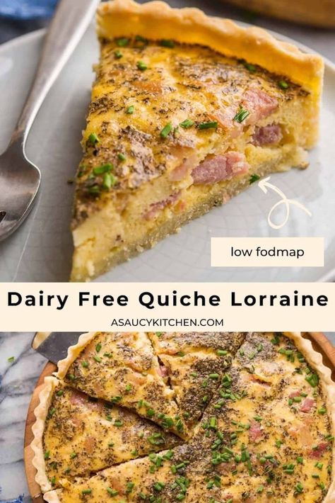 Low Fodmap Quiche, Gluten And Dairy Free Quiche, Gluten Free Dairy Free Quiche, Quiche Recipes Dairy Free, Dairy Free Quiche, Dairy Free Quiche Recipes, Low Fodmap Dinner, Classic Quiche Lorraine, Gluten Free Low Fodmap