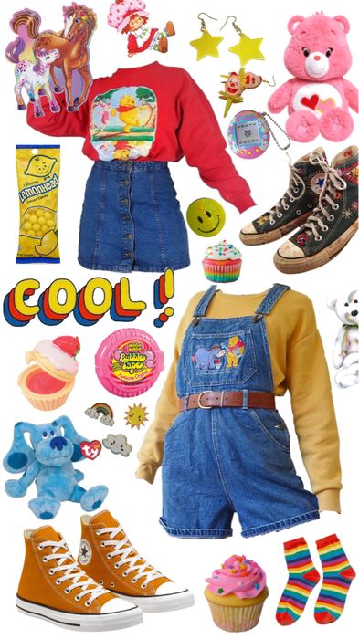 Vintage Kidcore Outfits, Kidcore Aesthetic Outfits Vintage, Core Core Outfits, Bright Retro Aesthetic Outfit, Clown Core Outfit Ideas, Weird Cute Outfits, Cool Cute Outfits, Weird Style Outfit, Weird Cool Outfits