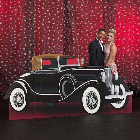 Our Vintage Hollywood Car Standee is a must-have for your Hollywood themed celebration. This free-standing prop is printed with a Classic car design and makes an awesome addition to your photo background. Made of cardboard Printed on one side Measures 4' 4" high x 9' 5" wide Easy assembly Vintage Hollywood Party Theme, Stars Party Theme, Vintage Hollywood Theme, Classic Car Party, Broadway Posters, 40th Anniversary Party, Hollywood Party Theme, Photo Cutout, Prom Themes